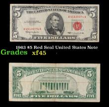 1963 $5 Red Seal United States Note Grades Gem+ CU