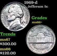 1969-d Jefferson Nickel 5c Grades GEM++ Unc