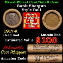 Lincoln Wheat Cent 1c Mixed Roll Orig Brandt McDonalds Wrapper, 1917-d end, Wheat other end