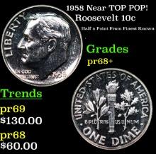 Proof 1958 Roosevelt Dime Near TOP POP! 10c Graded pr68+ BY SEGS