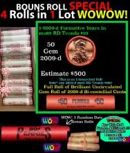 THIS AUCTION ONLY! BU Shotgun Lincoln 1c roll, 2009-d Cabin 50 pcs Plus THREE bonus random date BU r