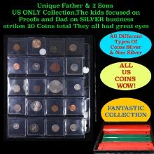 Unique Father & 2 Sons US ONLY Collection,The kids focused on Proofs and Dad on SILVER business stri