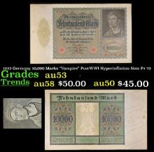 1922 Germany 10,000 Marks "Vampire" Post-WWI Hyperinflation Note P# 70 Grades Select AU