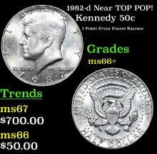 1982-d Kennedy Half Dollar Near TOP POP! 50c Graded ms66+