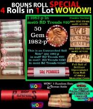 THIS AUCTION ONLY! BU Shotgun Lincoln 1c roll, 1982-p 50 pcs Plus THREE bonus random date BU roll! B