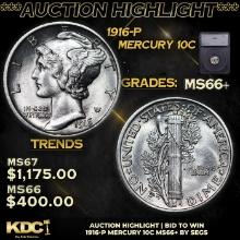 ***Auction Highlight*** 1916-p Mercury Dime 10c Graded ms66+ By SEGS (fc)