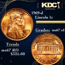 1969-d Lincoln Cent 1c Grades GEM++ Unc RD