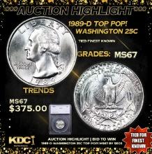 ***Auction Highlight*** 1947-d Washington Quarter Near TOP POP! 25c Graded ms67+ BY SEGS (fc)