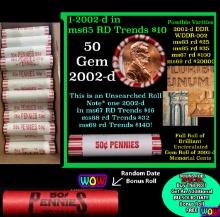 THIS AUCTION ONLY! BU Shotgun Lincoln 1c roll, 2002-d 50 pcs Plus one bonus random date BU roll! Ban