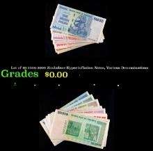 Lot of 10 2006-2008 Zimbabwe Hyperinflation Notes, Various Denominations