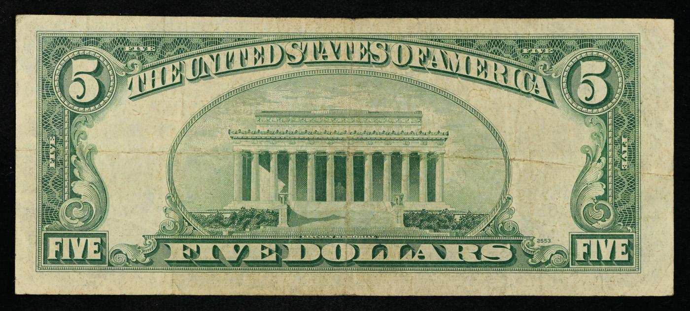 1953C $5 Red Seal United States Note Grades vf++