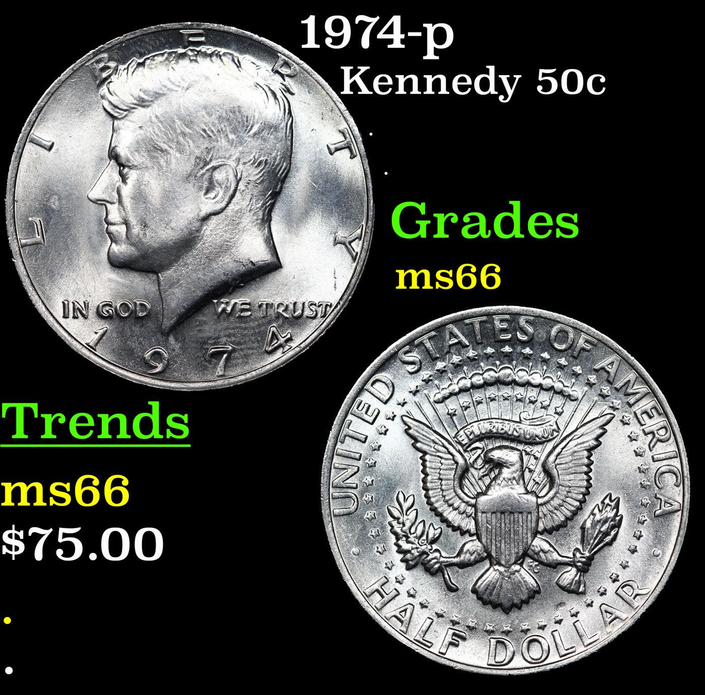 1974-p Kennedy Half Dollar 50c Grades GEM+ Unc