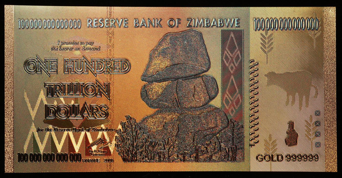 2008 100 Trillion Reserve Bank Of Zimbabwe Hyperinflation Note Grades Brilliant Uncirculated