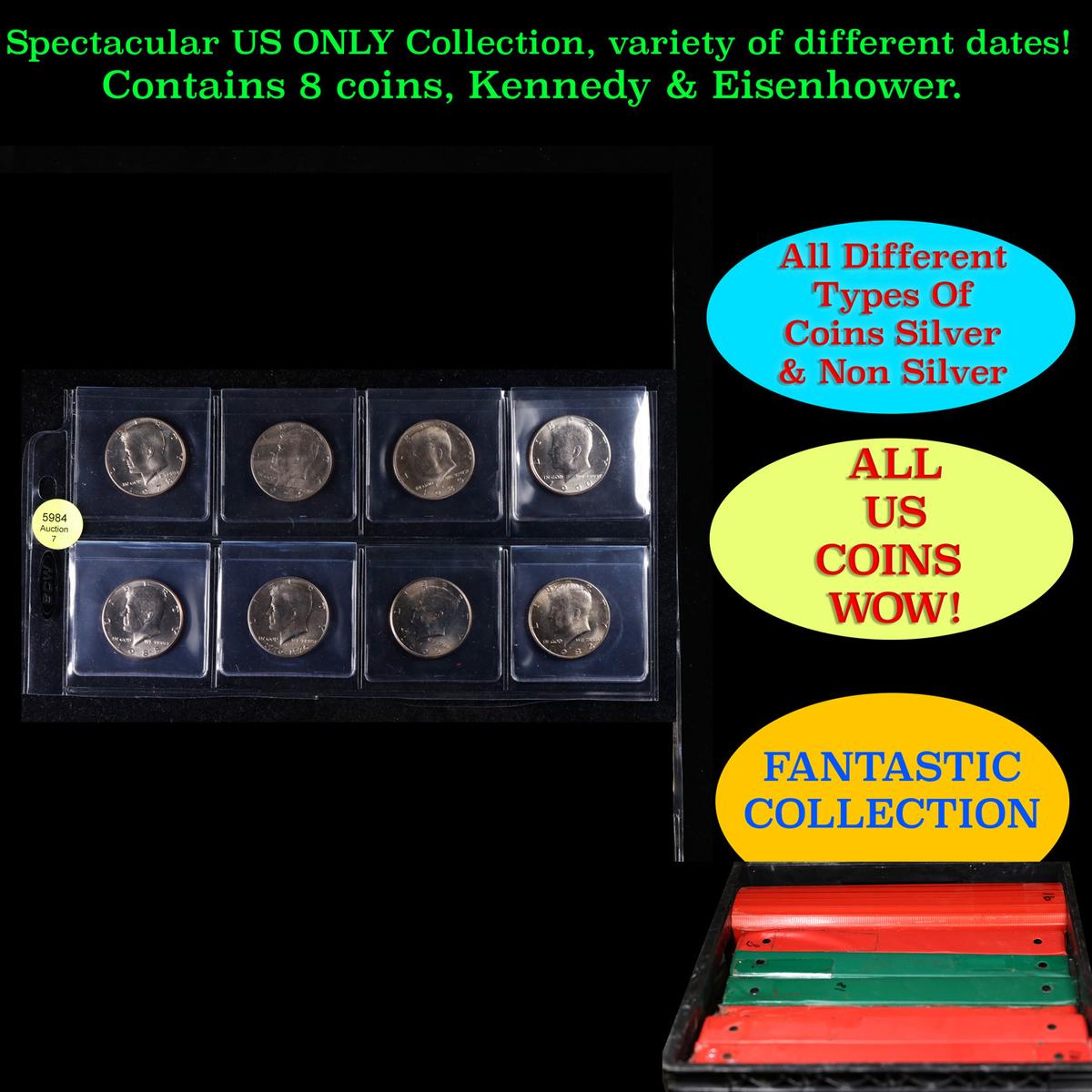 GReat Page of 8 Kennedy Half Dollars