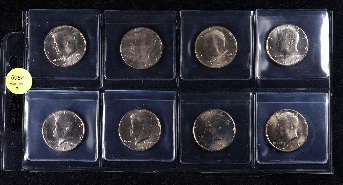 GReat Page of 8 Kennedy Half Dollars