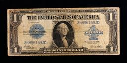 1923 Woods/White $1 large size Blue Seal Silver Certificate Grades vf+