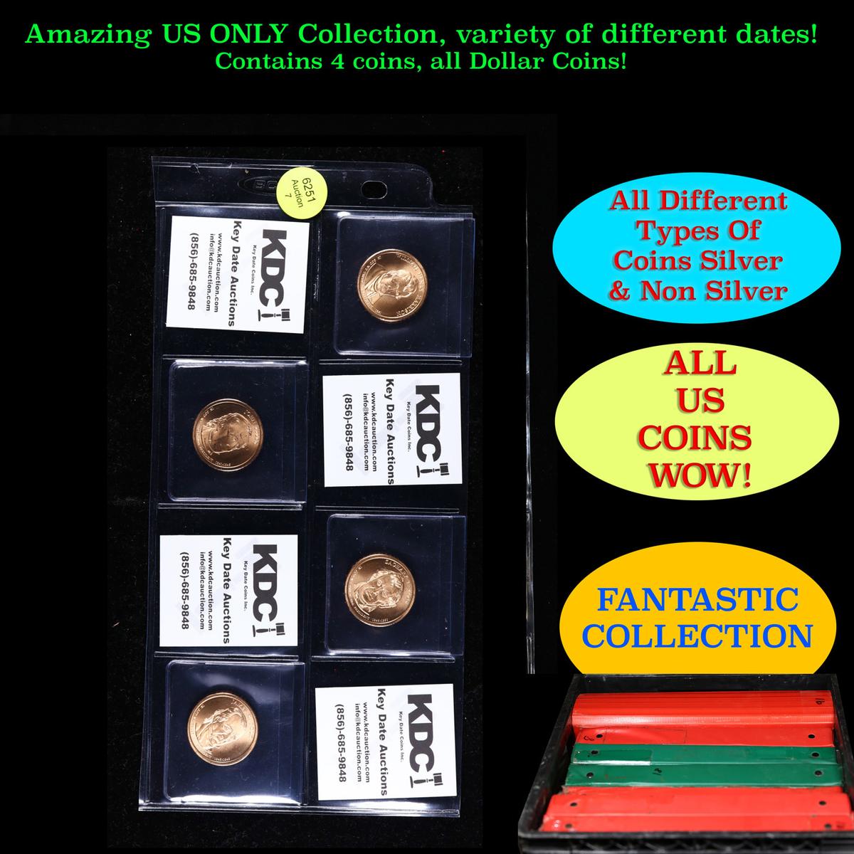 Great Page of 4 US Presidential Dollar Coins