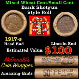 Lincoln Wheat Cent 1c Mixed Roll Orig Brandt McDonalds Wrapper, 1917-s end, Wheat other end