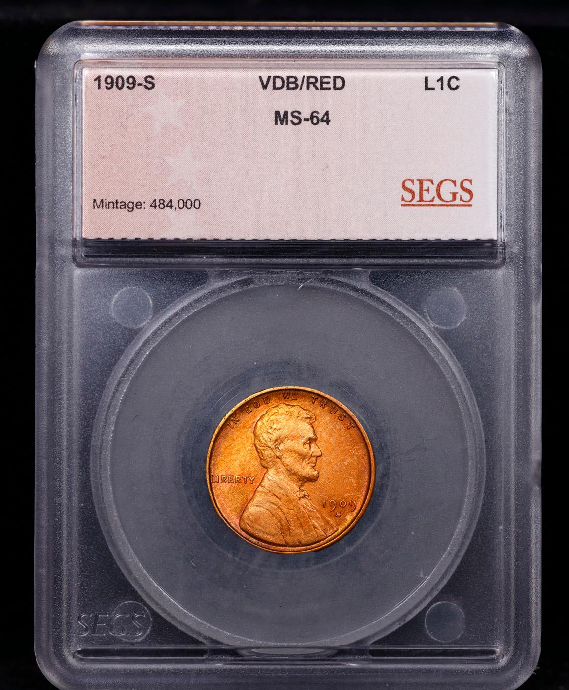 ***Auction Highlight*** 1909-s VDB Lincoln Cent 1c Graded ms64 rd By SEGS (fc)