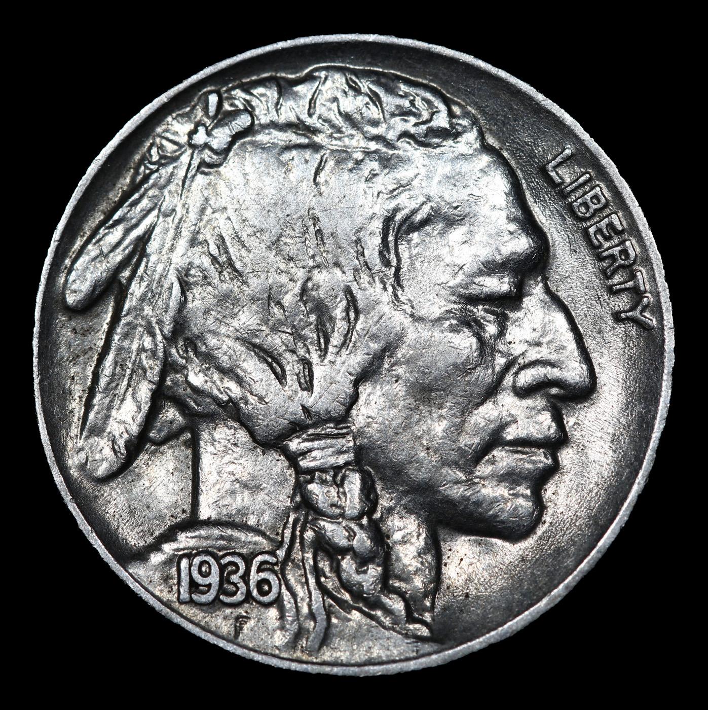 1936-p Buffalo Nickel 5c Grades Choice+ Unc