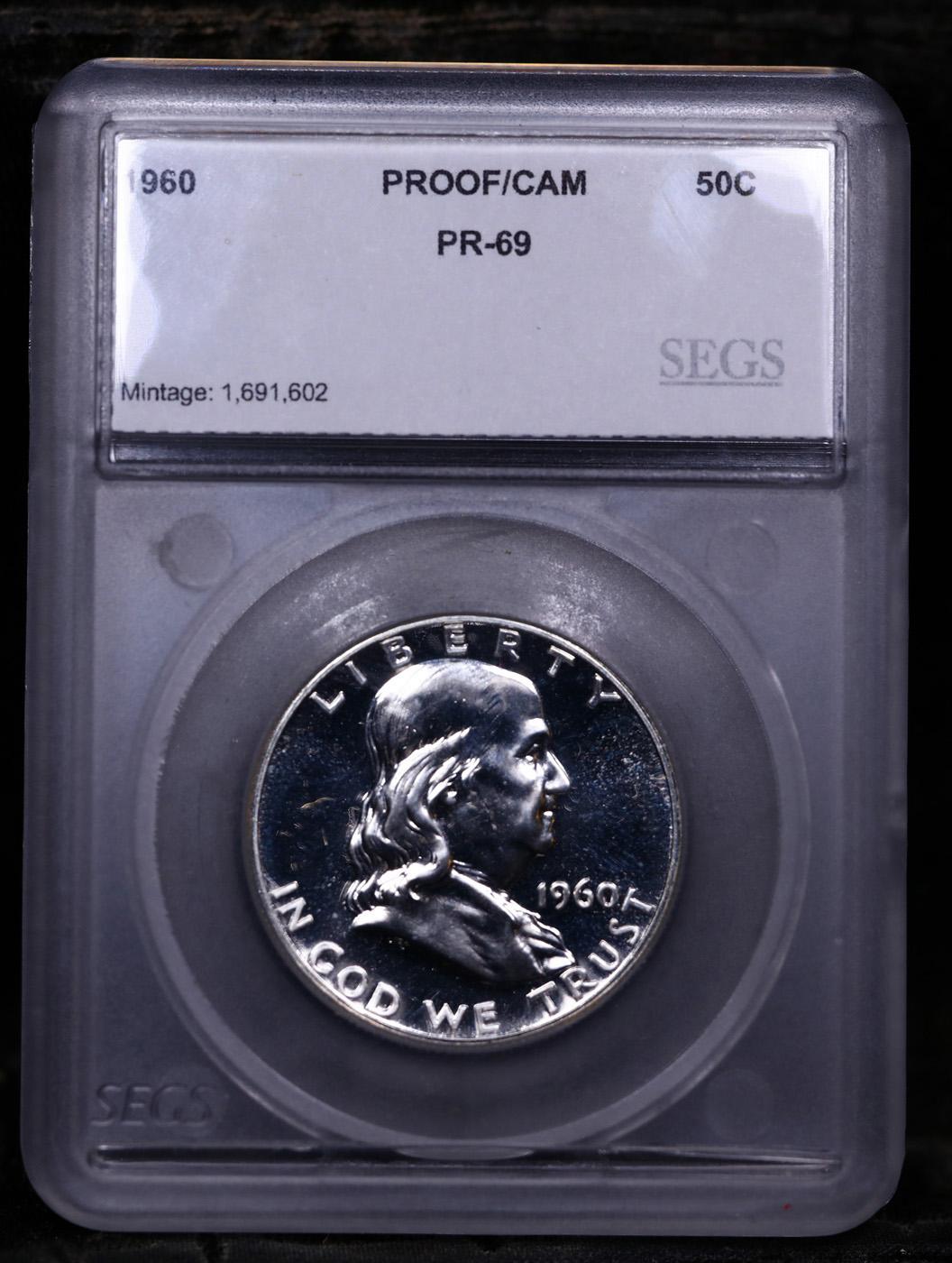 Proof ***Auction Highlight*** 1960 Franklin Half Dollar TOP POP! 50c Graded pr69 CAM BY SEGS (fc)