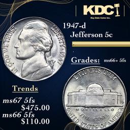 1947-d Jefferson Nickel 5c Grades GEM++ 5fs