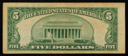 1953A $5 Blue Seal Silver Certificate Grades vf++