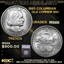 ***Auction Highlight*** 1893 Columbian Old Commem Half Dollar 50c Graded ms66 By SEGS (fc)