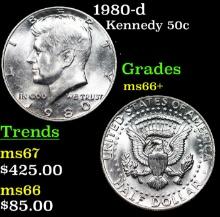 1980-d Kennedy Half Dollar 50c Grades GEM++ Unc