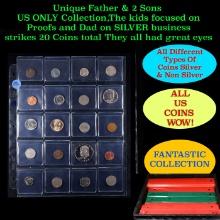 Unique Father & 2 Sons US ONLY Collection,The kids focused on Proofs and Dad on SILVER business stri