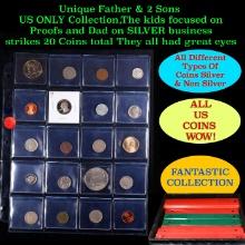 Unique Father & 2 Sons US ONLY Collection,The kids focused on Proofs and Dad on SILVER business stri