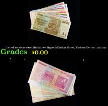 Lot of 10 2006-2008 Zimbabwe Hyperinflation Notes, Various Denominations