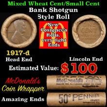 Lincoln Wheat Cent 1c Mixed Roll Orig Brandt McDonalds Wrapper, 1917-d end, Wheat other end