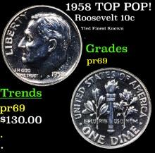 Proof 1958 Roosevelt Dime TOP POP! 10c Graded pr69 BY SEGS