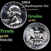 Proof 1964 Washington Quarter 25c Grades GEM++ Proof