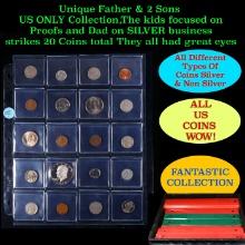 Unique Father & 2 Sons US ONLY Collection,The kids focused on Proofs and Dad on SILVER business stri