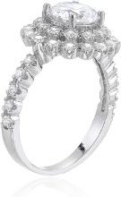 Decadence Sterling Silver 8mm Round Cut Cluster Pave  Ring Size 8