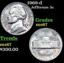 1969-d Jefferson Nickel 5c Grades GEM++ Unc