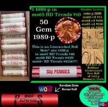 THIS AUCTION ONLY! BU Shotgun Lincoln 1c roll, 1989-p 50 pcs Plus one bonus random date BU roll! Ban