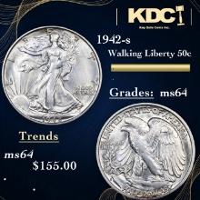 1942-s Walking Liberty Half Dollar 50c Grades Choice Unc