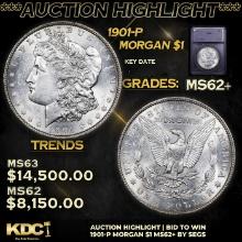 ***Auction Highlight*** 1901-p Morgan Dollar 1 Graded ms62+ BY SEGS (fc)