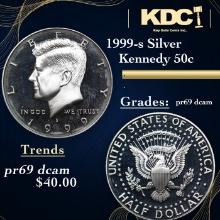 Proof 1999-s Silver Kennedy Half Dollar 50c Graded pr69+ dcam BY SEGS