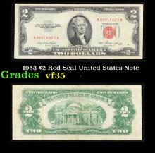 1953 $2 Red Seal United States Note Grades vf++