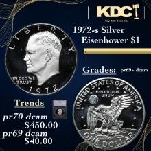 Proof 1972-s Silver Eisenhower Dollar $1 Graded pr69+ dcam By SEGS