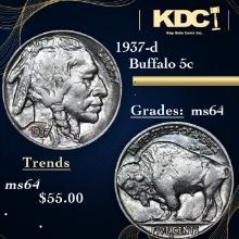 1937-d Buffalo Nickel 5c Grades Choice Unc