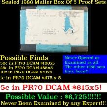 Original sealed box 5- 1986 United States Mint Proof Sets