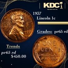 Proof 1937 Lincoln Cent 1c Grades Gem Proof Red