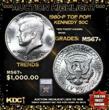 ***Auction Highlight*** 1980-p Eisenhower Dollar TOP POP! 1 Graded ms67+ BY SEGS (fc)