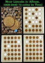 Near Lincoln 1c Album, 1909-1940 72 coins in Total