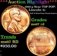 ***Auction Highlight*** 1966-p Lincoln Cent Near TOP POP! 1c Graded GEM++ Unc RD By USCG (fc)